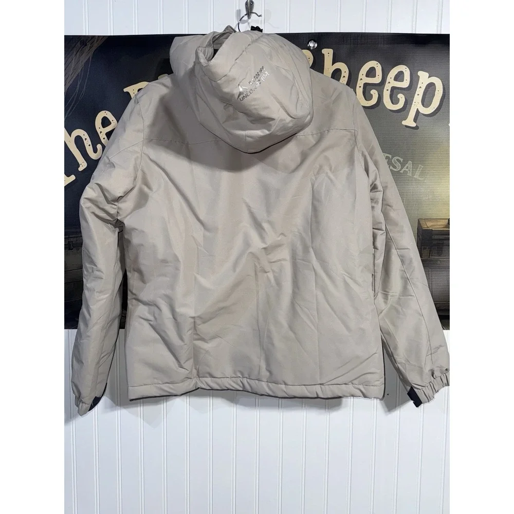 Moerdeng Mens S Waterproof Hooded Parka-Faux Fur Lined-light Gray NEW